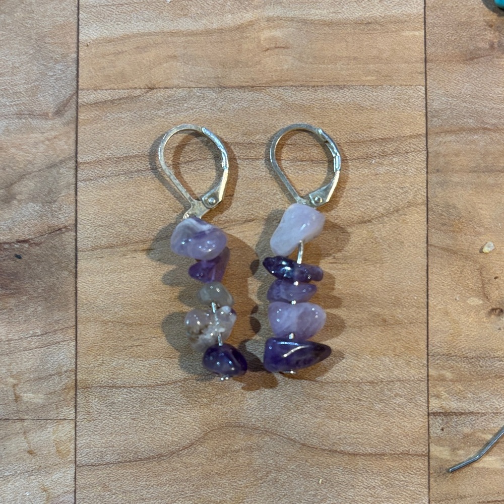Amethyst Stone Dangle Earrings